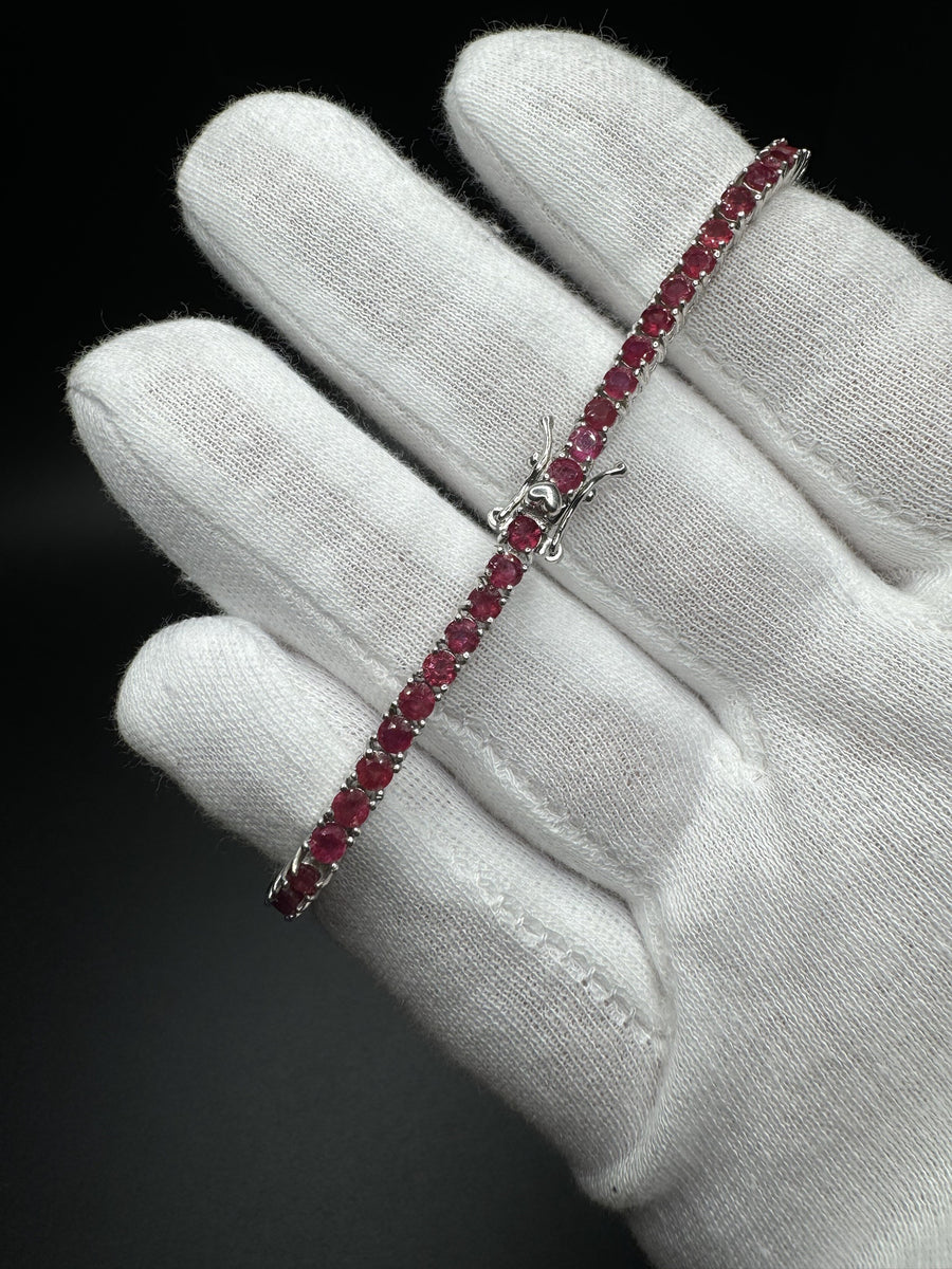 7.5” Silver 3mm Natural Ruby Tennis Bracelet 12g | Ott Family Jewelry