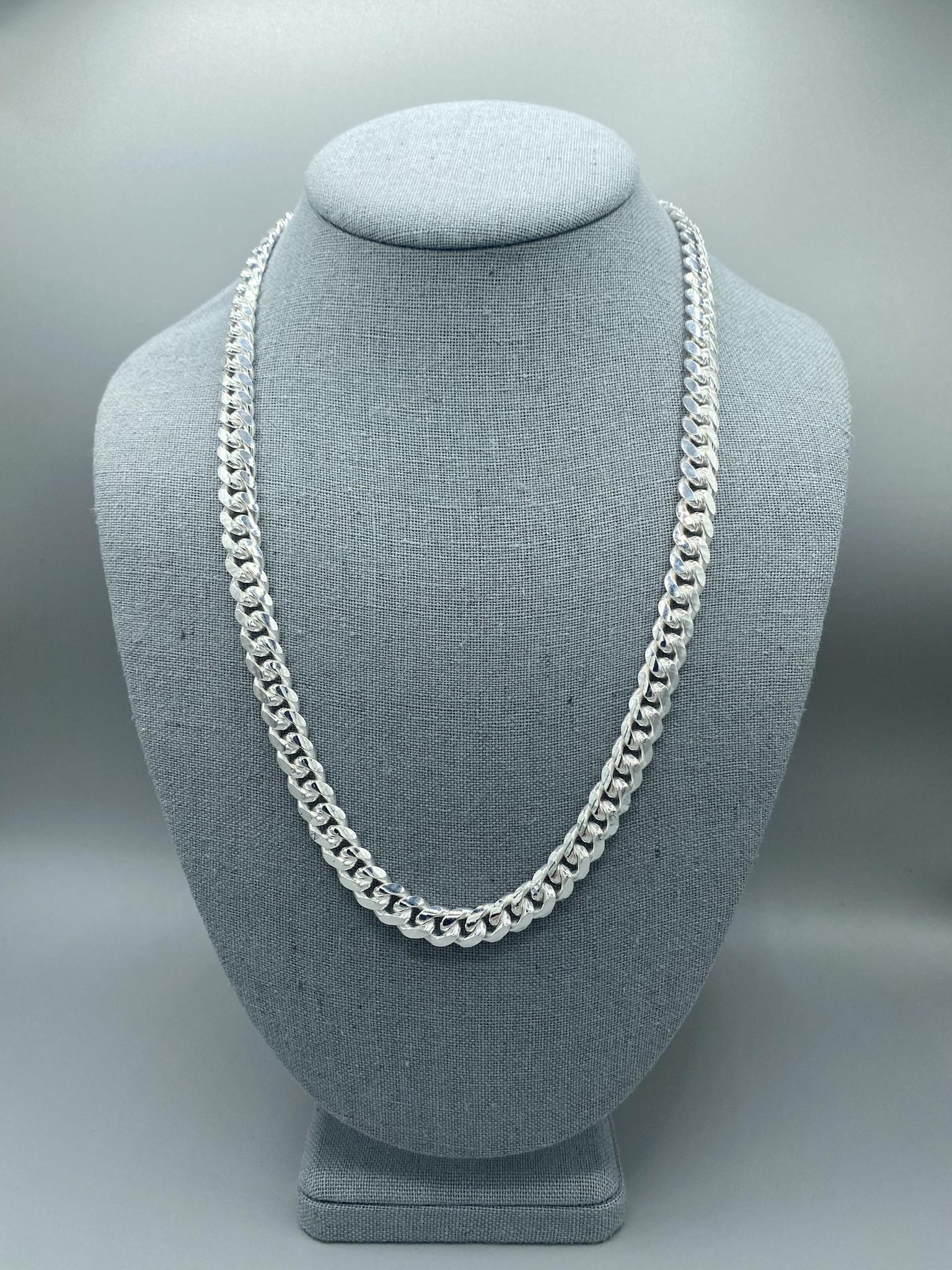 8mm Silver Miami Cuban Link Chains with Box Lock Clasp | Ott