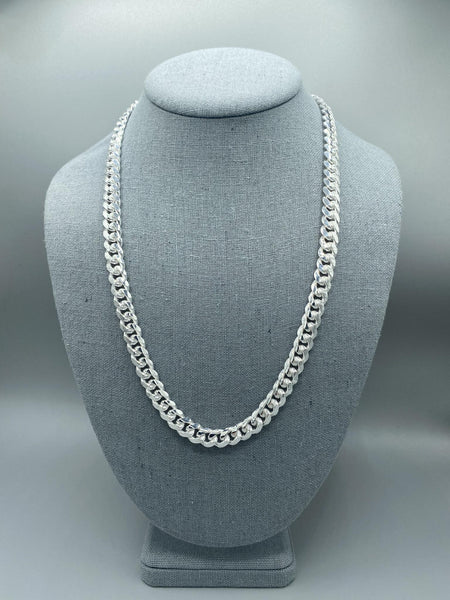 8mm Silver Miami Cuban Link Chains with Box Lock Clasp