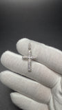 1.25" Silver Latin Cross Pendant 2/3ctw VS/VVS Lab Diamond 3.5mm Bail 1.9g