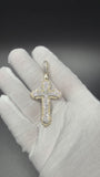 2.5" 10K Yellow Gold Gothic Cross 1 1/3ctw Natural Diamond Pendant 6.6mm Bail 8.1g