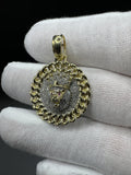 1.5” 10k Yellow Gold 1/2ctw Natural Diamond Lion Pendant with Cuban Link Bezel 6mm Bail 5.9g