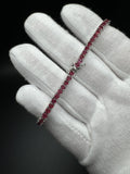7.5” Silver 3mm Natural Ruby Tennis Bracelet 12g