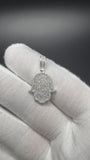 1.25" Silver Hamsa Pendant 2/3ctw VS/VVS Lab Diamond 4.2mm Bail 2.1g