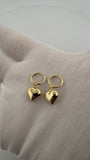 10mm 14k Yellow Gold Huggies w/ Dangle Heart Charms 2.2g