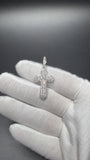 1.75" Silver 1ctw VS/VVS Lab Diamond Bezeled Cross 6.6mm Bail 3.6g