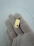 1.25" 14K Yellow Gold Dog Tag with Cross Cutout 3.1mm Bail 1.9g