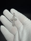 1.75" Silver 1ctw VS/VVS Lab Diamond Bezeled Cross 6.6mm Bail 3.6g