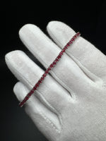 7.5” Silver 3mm Natural Ruby Tennis Bracelet 12g