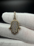 1.25" 10k Yellow Gold 2/3ctw VS/VVS Lab Diamond Hamsa 6.3mm Bail 2.6g