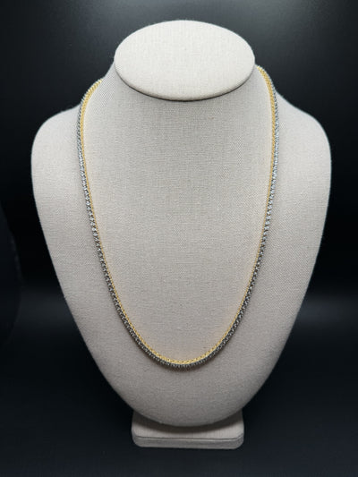 23" Gold Over Silver 1ctw Natural Diamond Tennis Chain 28.6g