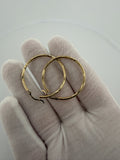 35mm 14K Yellow Gold Fancy Diamond Cut Hoops 1.7g