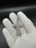 2.25" Silver Cross 4ctw VS/VVS Lab Diamond 8.7mm Bail 11.7g