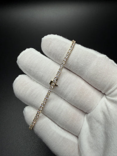 7" 14k Yellow Gold 3ctw+ F VS1 Lab Diamond Tennis Bracelet EGL Certified 5.4g