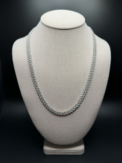 22" Silver 13ctw VS/VVS Lab Diamond Cuban Link 6mm 42.0g