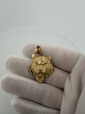 1.5" 14K Yellow Gold Tiger Pendant 7mm Bail 4.9g