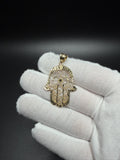 1.75" 14k Yellow Gold Hamsa Pendant 6mm Bail 3.41g
