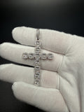 2.5" Silver 1.75ctw VS/VVS Lab Diamond Halo Cluster Cross 8mm Bail 7.9g