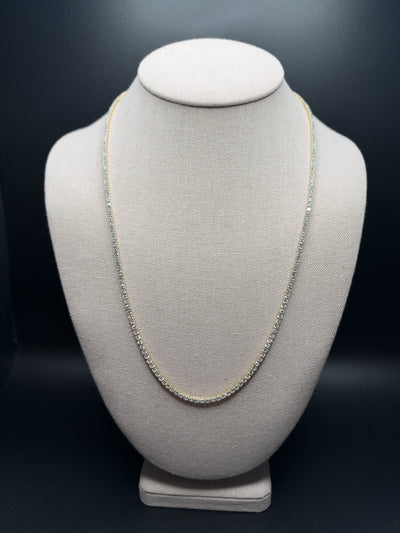 22" 14k Yellow Gold 13ctw VS/VVS Lab Diamond Tennis Chain 2.5mm 19.4g