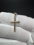 1.25" 14k Yellow Gold Small Round Cross 5.2mm Bail 0.9g