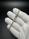 7.25" Gold over Silver .75ctw Natural Diamond Tennis Bracelet 3mm 10.9g