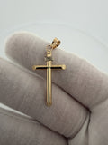 1.5" 14K Yellow Gold Round Cross 5.6mm Bail 1.33g