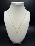 18" Gold over Silver Chain 1/4ctw Emerald Lab Diamond Solitaire Pendant 1.4g