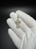 1.5" 10K Yellow Gold Gothic Cross 3/4ctw Round & Baguette Natural Diamond Pendant 6.7mm Bail 3.5g
