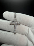 1.75" Silver 1.5ctw VS/VVS Lab Diamond Straight Edge Cross 5.3mm Bail 3.55g