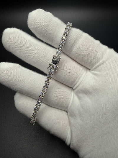 8" Silver 9ctw VS/VVS Lab Diamond Tennis Bracelet 4mm 14.0g