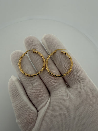 30mm x 2.5mm 14K Yellow Gold Twisted Hoops 1.8g