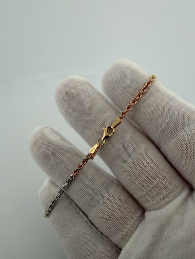 7.5" 14K Tri-Color Gold Rope 2.5mm 3.5g