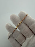 7.5" 14K Tri-Color Gold Rope 2.5mm 3.5g