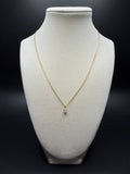 18" Gold over Silver Chain 1/4ctw Oval Lab Diamond Solitaire Pendant 1.4g