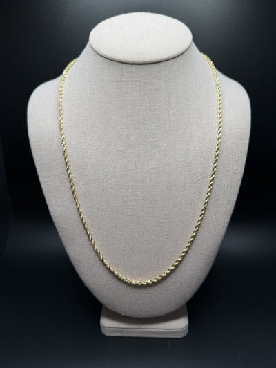 24" 14K Yellow Gold Rope Chain 3mm 18.5g