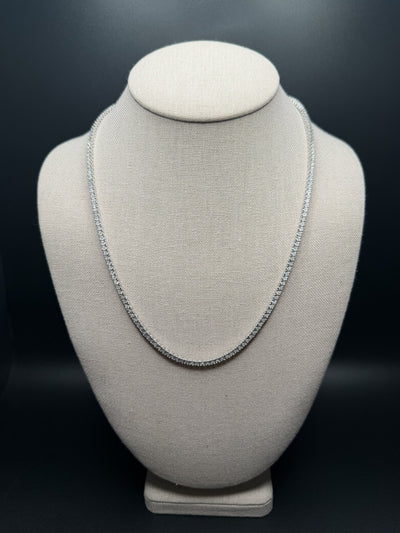 20" Silver est 1ctw Natural Diamond Tennis Chain 3mm 24.1g