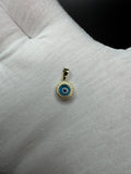 1/2" 14K Yellow Gold Round Evil Eye Pendant 4mm Bail 0.6g
