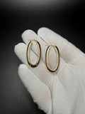 1.5" 14K Yellow Gold Fancy Oval Hoops 3.1g