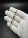 7" Gold over Silver 3ctw Lab Diamond & Sapphire Alternating Tennis Bracelet 3mm 7.0g