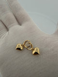 10mm 14k Yellow Gold Huggies w/ Dangle Heart Charms 2.2g