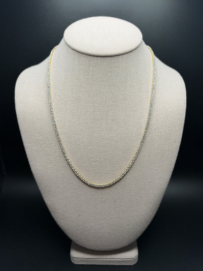 20" 14k Yellow Gold 12ctw VS/VVS Lab Diamond Tennis Chain 2.5mm 17.8g