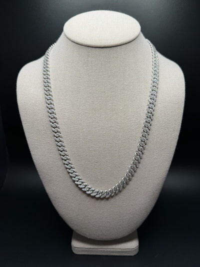 22 inch 8mm 16.5ctw VS/VVS lab diamond Cuban chain in sterling silver, 48.5g - Ott Family Jewelry