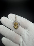 1.5" 10K Yellow Gold Lion 1ctw Natural Diamond Pendant 5.5mm Bail 3.71g