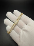 8mm Moissanite Cuban Bracelet, 4.3ctw D VVS1, GRA Certified, Gold Over 925 Silver, 7" (20.9g)