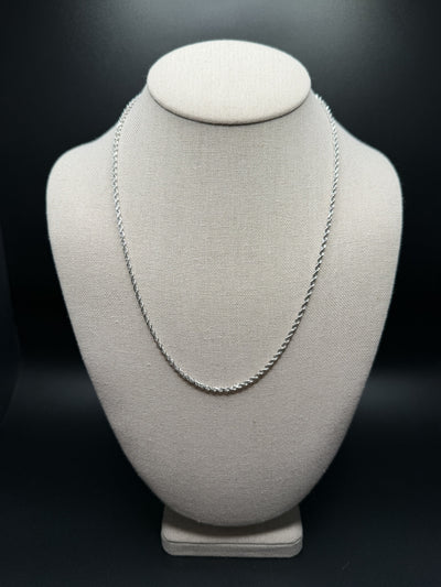 20 inch 2.5mm rope chain in 14K white gold, 9.6g - Ott Family Jewelry