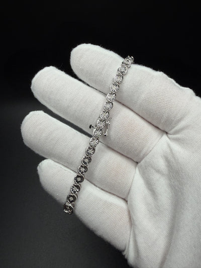 7.5" Silver 1ctw Natural Diamond Tennis Bracelet 9.3g
