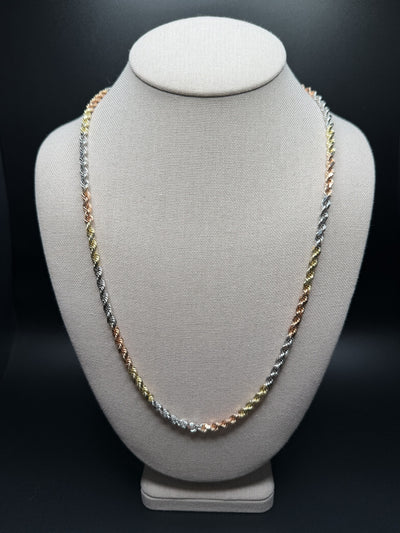 24" 14k Tri-Color Gold Rope 4.5mm 42.85g