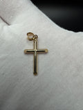 1" 14K Yellow Gold Round Cross 4mm Bail 0.84g