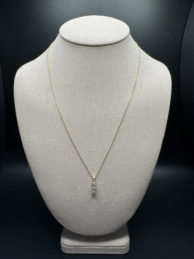 20" 14k Yellow Gold Mariner Chain & 1/3ctw Natural Diamond Drop Cluster Pendant 2.63g