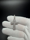 1.75" Silver 2.1ctw VS/VVS Lab Diamond Classic Latin Cross 7.2mm Bail 4.8g